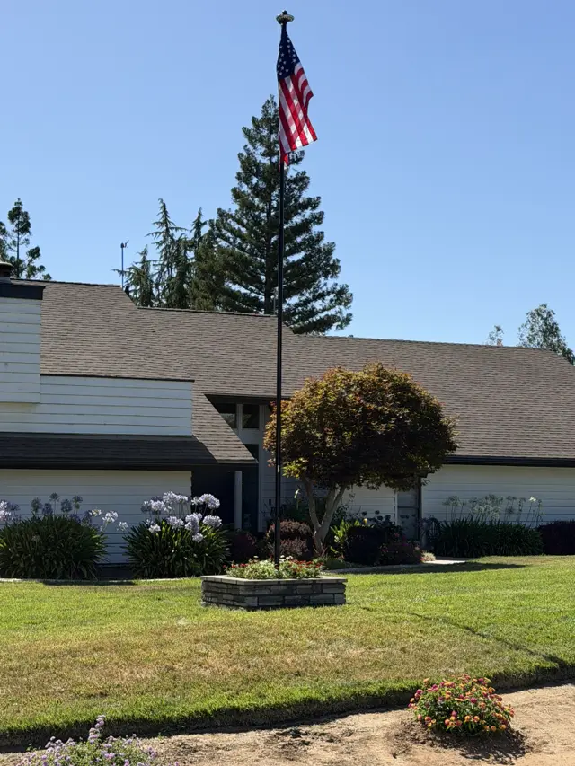 Flagpole planter & front beds